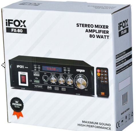 İFOX Usb ve bluetooth lu 80W Stereo Amfi FX-80