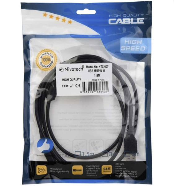 NIVATECH Usb Erkek-Mini Usb Erkek 1,5 Mt Kablo NTC-607