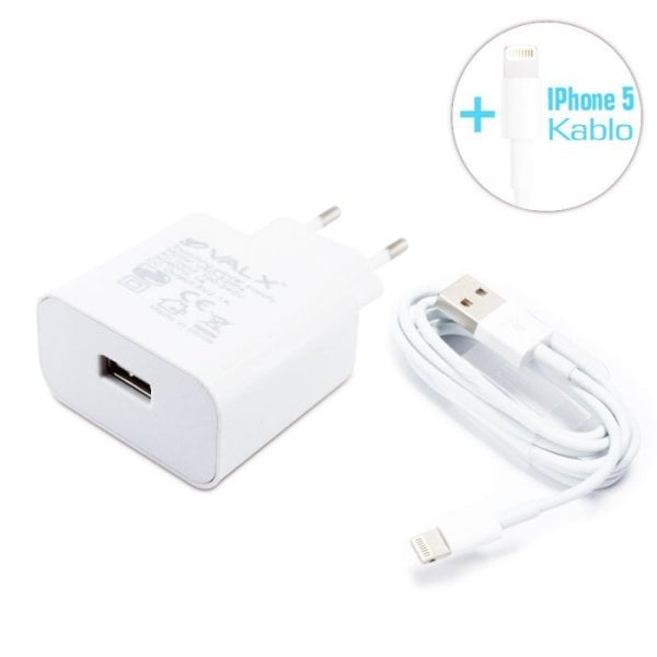 5V 2.1A Usb Adaptör+İphone 5 Kablo