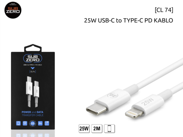 Subzero CL74 25W 2metre Usb-C Type-C Pd Şarj Kablosu