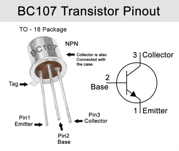 BC107B, BC107, TO-18 Transistör