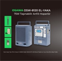 OSAWA OSW-8120 El+Yaka (Headset) Taşınabilir Şarjlı Telsiz Mikrofonlu Ses Sistemi
