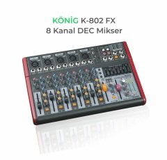 König  K-802 FX 8 Kanal Ultra İnce Deck Mikser