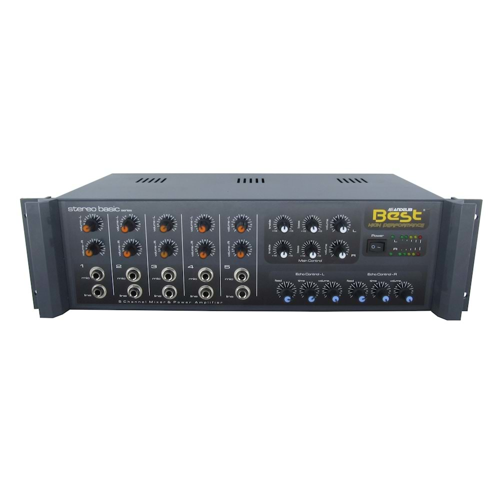 Best AN2100ET 2X100 Watt  Echo'lu Tek Kanalı 100V Hat Trafolu Stereo  Amplifikatör
