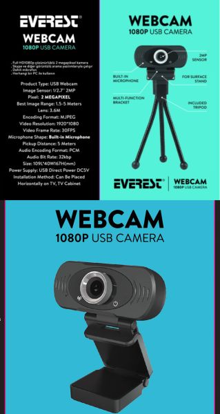 Everest SC-HD03 1080P Full HD USB PC Kamera