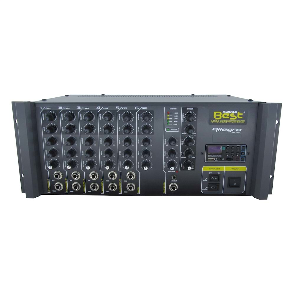 Best AN500MRUT 500 Watt 4-8 Ohm Digital Echo'lu Reverb'li Usb'li 100V Hat Trafolu İç+Dış Anahtar Seçici Mono Amplifikatör