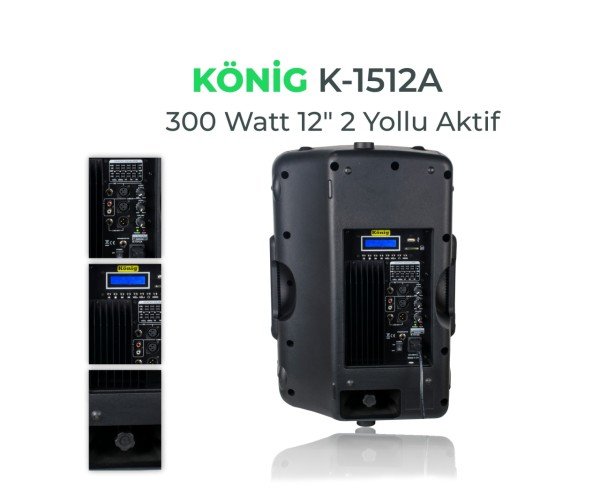 König K-1512A 12''inch 300W Aktif Kabin Hoparlör
