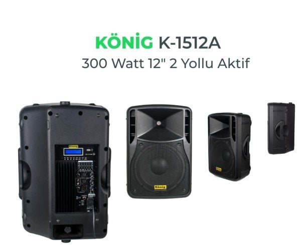 König K-1512A 12''inch 300W Aktif Kabin Hoparlör