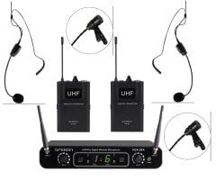 Spekon  VOX-2RA-2BA 16et Kablosuz Mikrofon Kanal  UHF 2'Li  Yaka+Heads