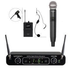 Spekon  VOX-2RA-1BA1HA 16 Kanal  UHF 2'Li  El+Yaka+Headset Kablosuz Mikrofon