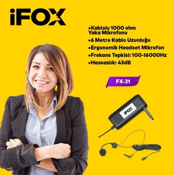 İFOX FX-21 Kablolu Headset Kafa Mikrofonu