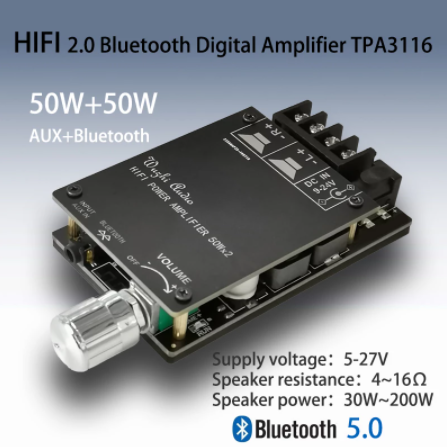 TPA3116D2 2*50 W Çift Kanal Stereo Bluetooth 5.0 Dijital Amplifikatör