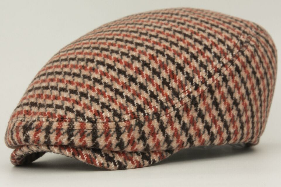 Erkek Kahverengi Desenli Camel Kasket Driver Flat Cap Şapka