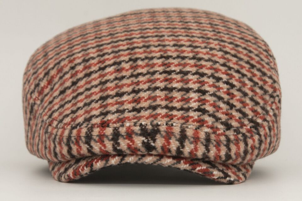Erkek Kahverengi Desenli Camel Kasket Driver Flat Cap Şapka