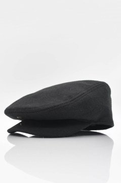 Erkek Şapka Trend Flat Cap Yün Kasket Siyah
