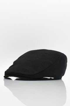 Siyah Yünlü Kışlık Erkek Kasket Driver Şapka Flat Cap