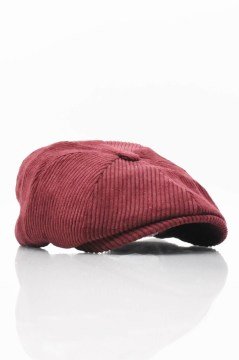 Kadife Newsboy Kasket Şapka-Bordo