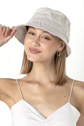 Kadın Bucket Şapka Açık Bej Kadın Kova Şapka