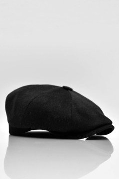 Erkek Şapka Siyah Yün Kasket Flat Cap