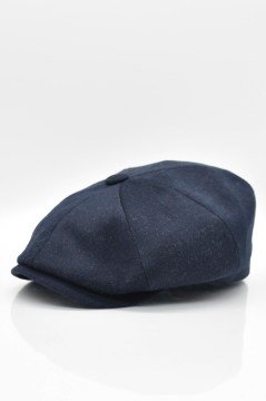 Erkek Şapka Lacivert Yün Kasket Flat Cap