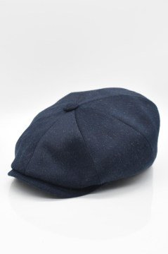 Erkek Şapka Lacivert Yün Kasket Flat Cap