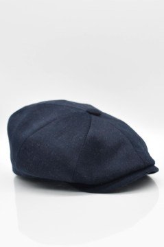Erkek Şapka Lacivert Yün Kasket Flat Cap