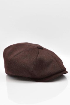 Erkek Şapka Kahve Yün Kasket Flat Cap