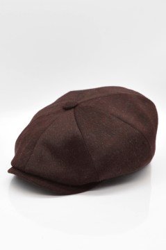Erkek Şapka Kahve Yün Kasket Flat Cap