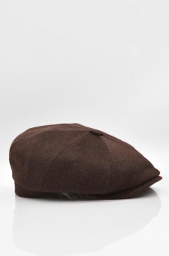 Erkek Şapka Kahve Yün Kasket Flat Cap
