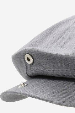 8 Parça Çıtçıtlı Keten Kasket - Gri