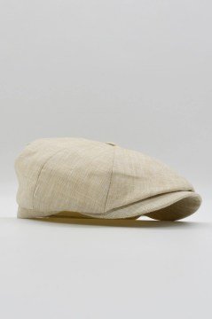 Erkek Keten Şapka Kasket Newsboy Cap Kasket Fötr Bere - Bej