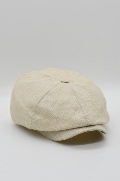 Erkek Keten Şapka Kasket Newsboy Cap Kasket Fötr Bere - Bej