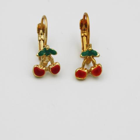 Gold Vip Vintage Tasarım Küpe Taşsız Kiraz