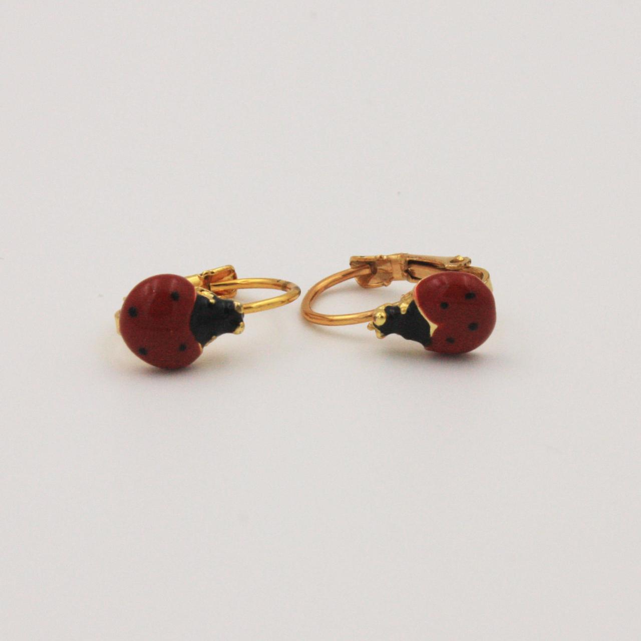 Gold Vip Vintage Tasarım Küpe Taşsız Uğur böceği