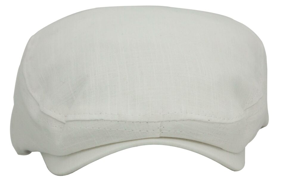 Beyaz Kasket Pamuklu London Flat Cap Şapka