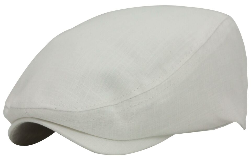 Beyaz Kasket Pamuklu London Flat Cap Şapka