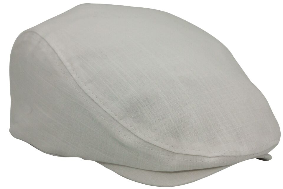 Beyaz Kasket Pamuklu London Flat Cap Şapka
