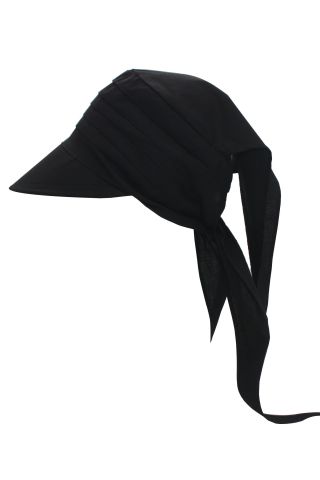 Kadın Safari Bağlamalı Eşarp Siperli Bandana Plaj Şapkası Siyah