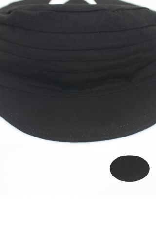 Kadın Safari Bağlamalı Eşarp Siperli Bandana Plaj Şapkası Siyah