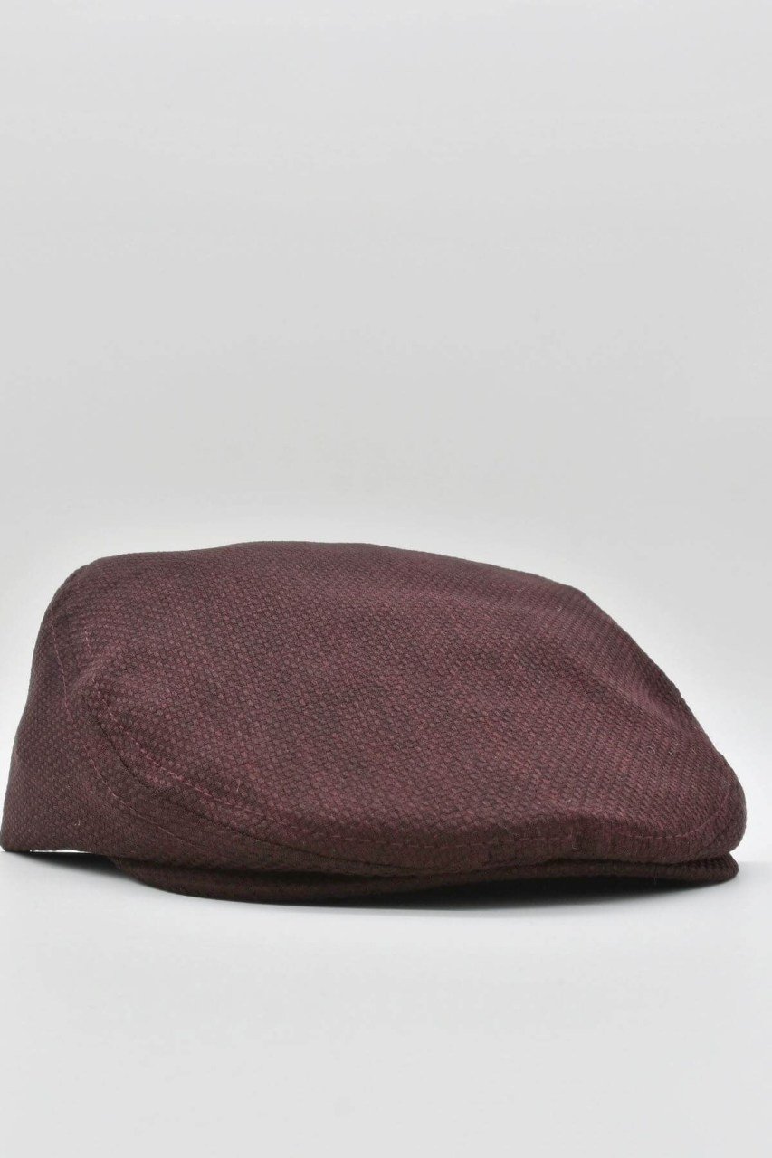 Erkek Şapka %100 Keten Kasket - Bordo