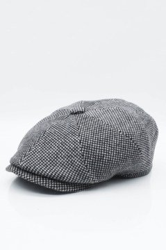 Erkek İngiliz Premium Newsboy Dokulu Kasket-Siyah Beyaz