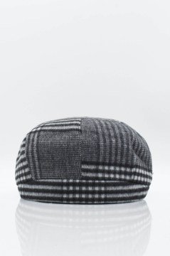 Erkek İngiliz Premium Newsboy Ekose Kasket-Gri Siyah