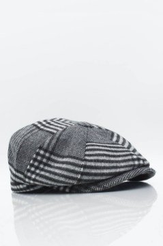 Erkek İngiliz Premium Newsboy Ekose Kasket-Gri Siyah
