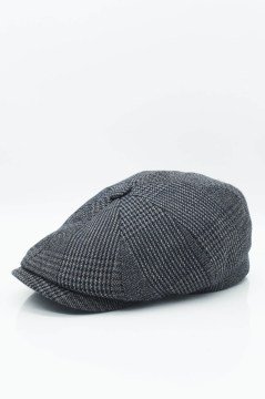 Erkek İngiliz Premium Newsboy Gümüş Çizgili Kasket-Lacivert