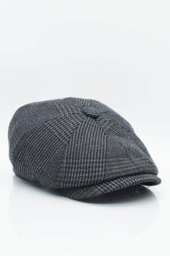 Erkek İngiliz Premium Newsboy Gümüş Çizgili Kasket-Lacivert