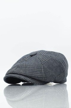 Erkek İngiliz Premium Newsboy Gümüş Çizgili Kasket-Lacivert