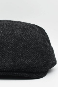 Balıksırtı Desen Yün Kışlık Peaky Kasket Şapka - Füme