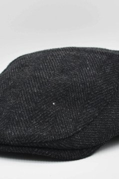 Balıksırtı Desen Yün Kışlık Peaky Kasket Şapka - Füme