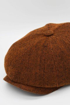 Erkek Balıksırtı Desen Peaky Blinders Kasket Şapka-Kiremit