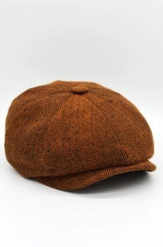 Erkek Balıksırtı Desen Peaky Blinders Kasket Şapka-Kiremit